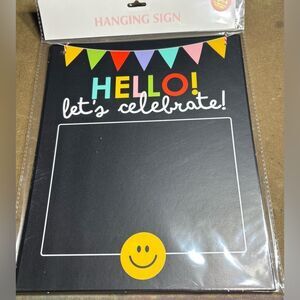 New Hello Let’s Celebrate NWT Hanging Sign